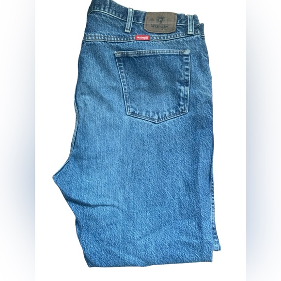 WRANGLER Men’s Destroyed Distressed Denim Blue Jeans Pants 44” x 30” - Picture 4 of 14